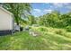 Green backyard featuring a patio, seating area, garden beds, and ample greenery at 1406 W Walnut Ave, Gastonia, NC 28052