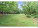 Expansive green yard surrounded by mature trees, showcasing peaceful outdoor space at 1513 Shelby Hwy, Cherryville, NC 28021