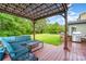 Cozy outdoor patio with pergola, lounge seating, and a built-in stone grill, perfect for entertaining at 15637 Guthrie Dr, Huntersville, NC 28078