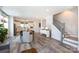 Open floor plan showing the living room, dining area, kitchen and staircase at 2254 Electric Ln, Charlotte, NC 28205