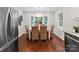 Dining area with large windows, stylish lighting fixture, dining table and seating at 300 Hugh Crocker Rd, Matthews, NC 28104