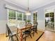 Cozy dining room with a wooden table, black chairs and large bright windows at 3825 Mountain Cove Dr, Charlotte, NC 28216