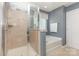 Bathroom featuring a separate shower and bathtub at 7318 Agnew Dr, Charlotte, NC 28278