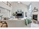 Spacious living room with fireplace, vaulted ceilings, and an abundance of natural light at 1031 Butterburr Dr, Matthews, NC 28104