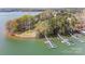 Aerial view of boat slips providing convenient access to the water at 129 Willow Tree Ln, Mount Holly, NC 28120