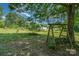 Serene backyard featuring a swing hanging from a tree, offering a peaceful spot for relaxation and outdoor enjoyment at 1687 Windy Hill Ln, Great Falls, SC 29055