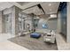 Spacious lobby area with a contemporary design, gray seating, and ample light at 210 N Church St # 2613, Charlotte, NC 28202