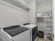 Functional laundry room with washer, dryer, shelving, and ample storage space at 4030 City Homes Pl, Charlotte, NC 28209