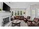 Cozy living room with fireplace, leather seating, and natural light at 4030 City Homes Pl, Charlotte, NC 28209