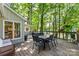 Spacious back deck with dining area, perfect for outdoor gatherings and enjoying the wooded views at 50 Honeysuckle Woods, Lake Wylie, SC 29710