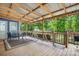 Inviting covered back porch with outdoor seating, perfect for relaxing and enjoying the scenic view at 720 Cricket Ln, Mt Ulla, NC 28125