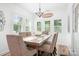 Bright dining room featuring a rustic wooden table and ample natural light at 720 Cricket Ln, Mt Ulla, NC 28125