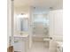 Bright bathroom featuring vanity sink, modern fixtures, and a tub/shower combo at 8286 Ashvale Nw St, Concord, NC 28027