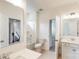 Bright bathroom featuring double sinks, modern fixtures, and a tub/shower combo at 8286 Ashvale Nw St, Concord, NC 28027