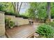 Cozy backyard deck featuring patio furniture, stone planters, and lush landscaping at 920 Habersham Dr, Charlotte, NC 28209