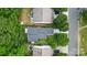 An aerial view of a house with a dark roof and a small concrete patio at 1162 Willet Dr, Rock Hill, SC 29732