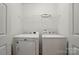 Functional laundry room featuring a washer, dryer, and overhead storage shelf at 1162 Willet Dr, Rock Hill, SC 29732