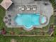 Luxurious backyard pool and spa with elegant lounge seating, patio, and beautifully landscaped surroundings at 13029 Whisper Creek Dr, Charlotte, NC 28277