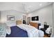 Comfortable bedroom with hardwood floors, ceiling fan, and views to an office at 1713 Allen St, Charlotte, NC 28205