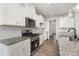 Modern kitchen with stainless steel appliances, granite countertops, and white cabinets at 2021 Boynton St, Charlotte, NC 28269