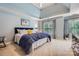 Spacious main bedroom with blue walls, a tray ceiling, a plush bed, and bright natural light at 2215 Maycroft Dr, Charlotte, NC 28262