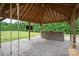 Gazebo featuring a stone bar, swing and dartboard, ideal for entertaining at 2609 Cove Creek Dr, Gastonia, NC 28056