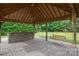 Gazebo featuring a stone bar, swing and chandelier, perfect for entertaining at 2609 Cove Creek Dr, Gastonia, NC 28056