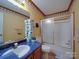 Functional bathroom features a single sink, toilet, and shower, perfect for everyday convenience and use at 3750 Turner Rd, Clover, SC 29710