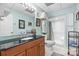 Bathroom with modern sink and vanity, large mirror, and a bright stand-up shower at 4647 16Th Street Ne Pl, Hickory, NC 28601