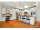 Modern kitchen with white cabinetry, stainless steel appliances, and a breakfast bar with three stools at 5028 Polo Gate Blvd, Charlotte, NC 28216