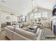 Inviting living room featuring neutral tones, large windows and sliding doors with access to covered porch at 6274 Chimney Bluff Rd, Lancaster, SC 29720