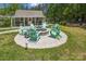 Relaxing outdoor fire pit area with Adirondack chairs on a stone patio, perfect for entertaining at 9115 Providence S Rd, Waxhaw, NC 28173
