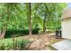 Private backyard with mature trees and partial fence, offering a serene outdoor space at 10421 Columbia Crest Ct, Charlotte, NC 28270