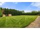 Expansive, well-manicured lawn with mature trees creating a private and serene backyard oasis at 12117 Idlewild Rd, Matthews, NC 28105