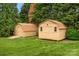 Two storage buildings in the backyard. Great for storing lawn equipment and other outdoor belongings at 12117 Idlewild Rd, Matthews, NC 28105