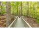 Charming wooden bridge with railings, leading to a serene retreat in the woods at 2310 Vestry Pl, Charlotte, NC 28270