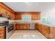 Well-lit kitchen featuring tile floors, wood cabinets, granite countertops, and stainless appliances at 2310 Vestry Pl, Charlotte, NC 28270