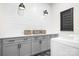 Well-organized laundry room with gray cabinets and a countertop for folding clothes at 2396 Lee Lawing Rd, Lincolnton, NC 28092