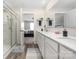 Bright primary bathroom with dual sinks, modern vanity, and a glass door shower at 2754 Legacy Ridge Ln, Catawba, NC 28609