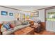 Cozy living room featuring hardwood floors, a comfortable sofa, and natural light from the window at 3755 River Rd, Richfield, NC 28137