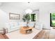 Bright living room featuring hardwood floors, white furniture, and a round wooden coffee table at 4316 Old Saybrook Ct, Charlotte, NC 28211