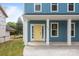Inviting front porch with a bright yellow door, white columns, and ample natural light at 518 Herms Ave, Mount Holly, NC 28120