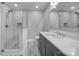 Beautiful bathroom featuring a glass enclosed shower, stylish vanity, and modern finishes at 5633 Open Book Ln, Charlotte, NC 28270