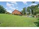 Expansive backyard with lush green grass, mature trees, and a glimpse of the inviting pool area at 600 Old Hardin Rd, Dallas, NC 28034