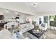 Open floor plan with modern furniture and a view of the kitchen and dining area at 9115 Clement Cir, Terrell, NC 28682