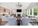 Bright living room with fireplace, high ceilings and generous seating at 13602 Huntson Park Ln, Huntersville, NC 28078