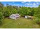 Overhead view of a farm with a large barn and sheds at 140 Hearthstone Dr, Statesville, NC 28677