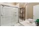 Updated bathroom featuring a glass-enclosed shower and modern fixtures at 14118 Yachtsman Harbor Dr, Charlotte, NC 28278