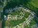 Aerial view of the neighborhood with densely wooded homes in a well maintained neighborhood at 1465 Porters Ct, Concord, NC 28025