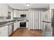 Updated kitchen featuring stainless steel appliances, white cabinets, and wood-look floors at 1637 Sumner Dr, Rock Hill, SC 29732